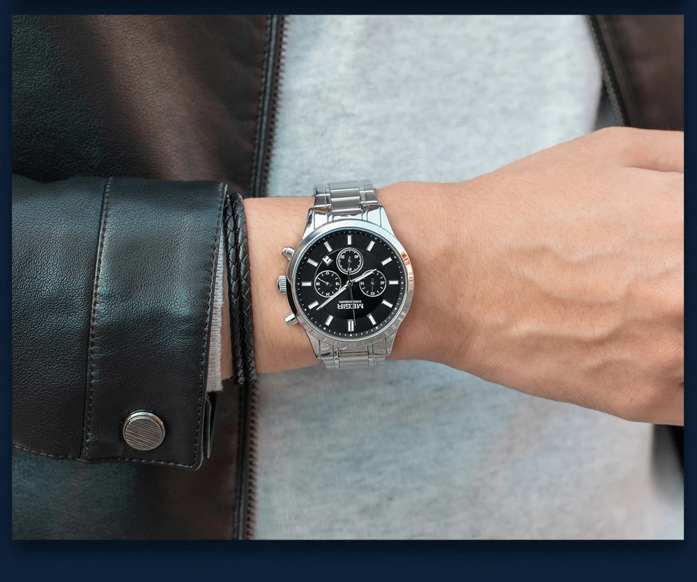 MEGIR Men's Chronograph Watch – Quartz, Stainless Steel, Luxury - Image 38