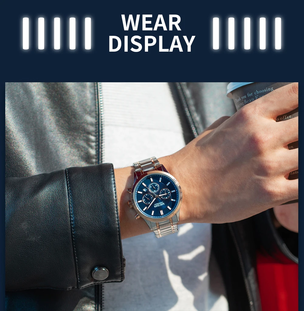 MEGIR Men's Chronograph Watch – Quartz, Stainless Steel, Luxury - Image 33