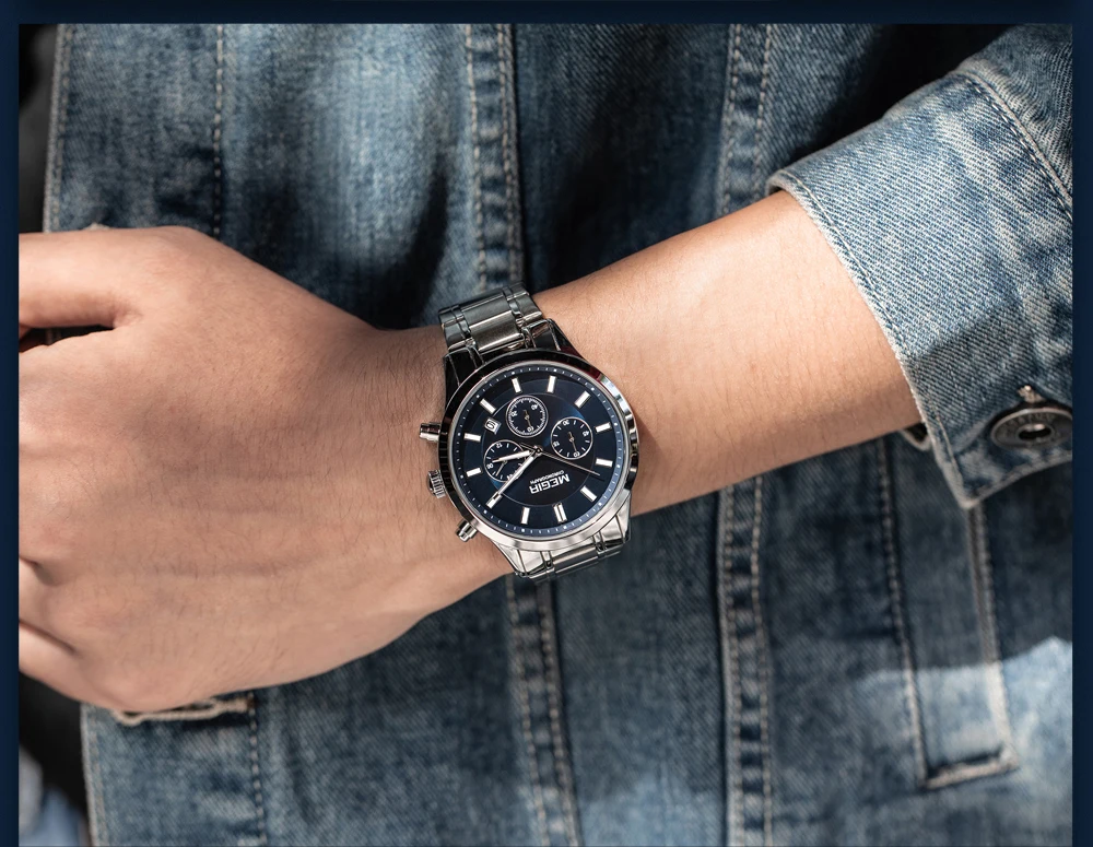 MEGIR Men's Chronograph Watch – Quartz, Stainless Steel, Luxury - Image 37