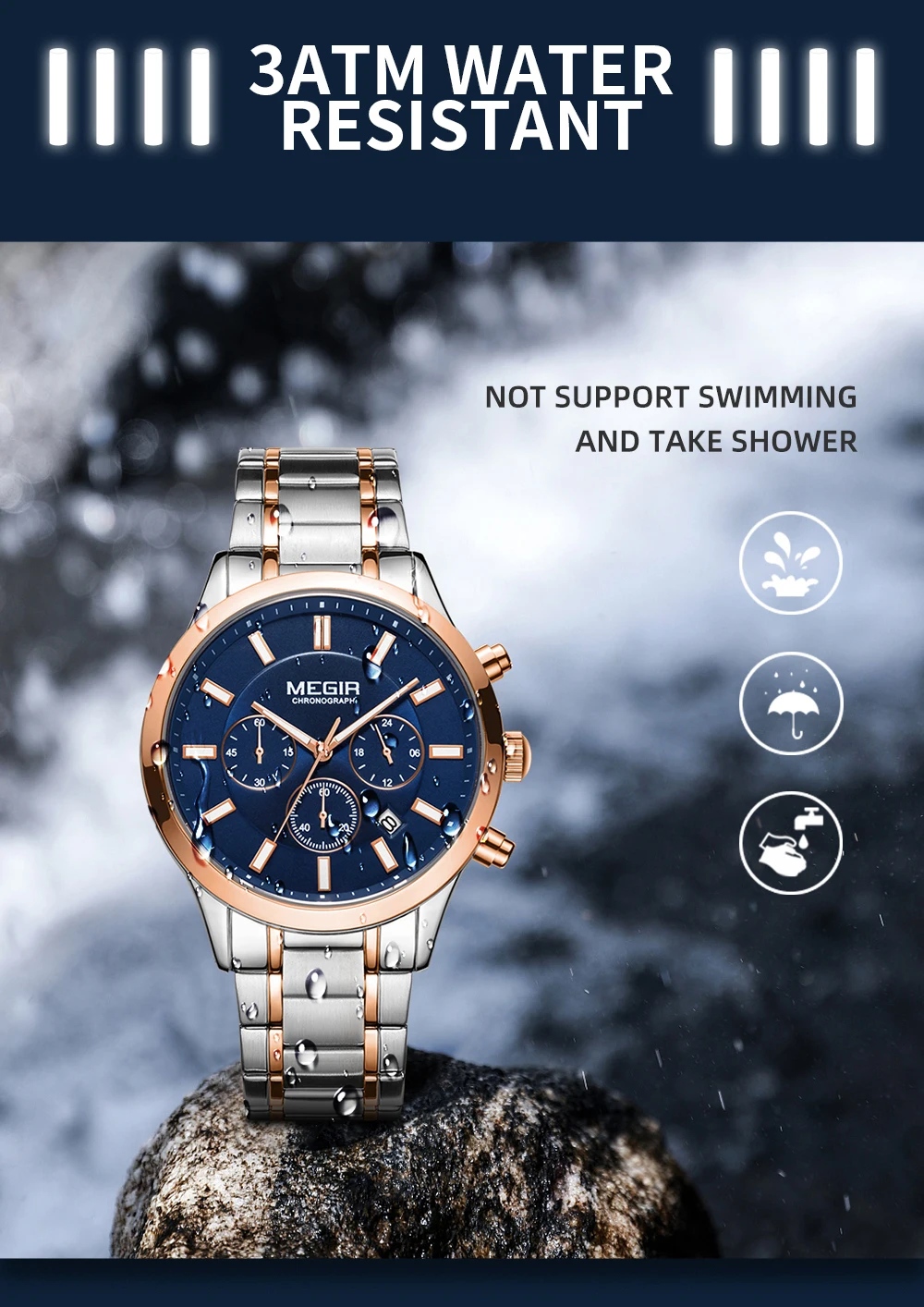 MEGIR Men's Chronograph Watch – Quartz, Stainless Steel, Luxury - Image 25