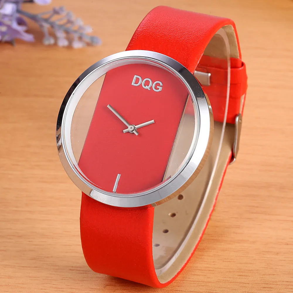 Luxury Transparent Red Dial Women's Quartz Watch