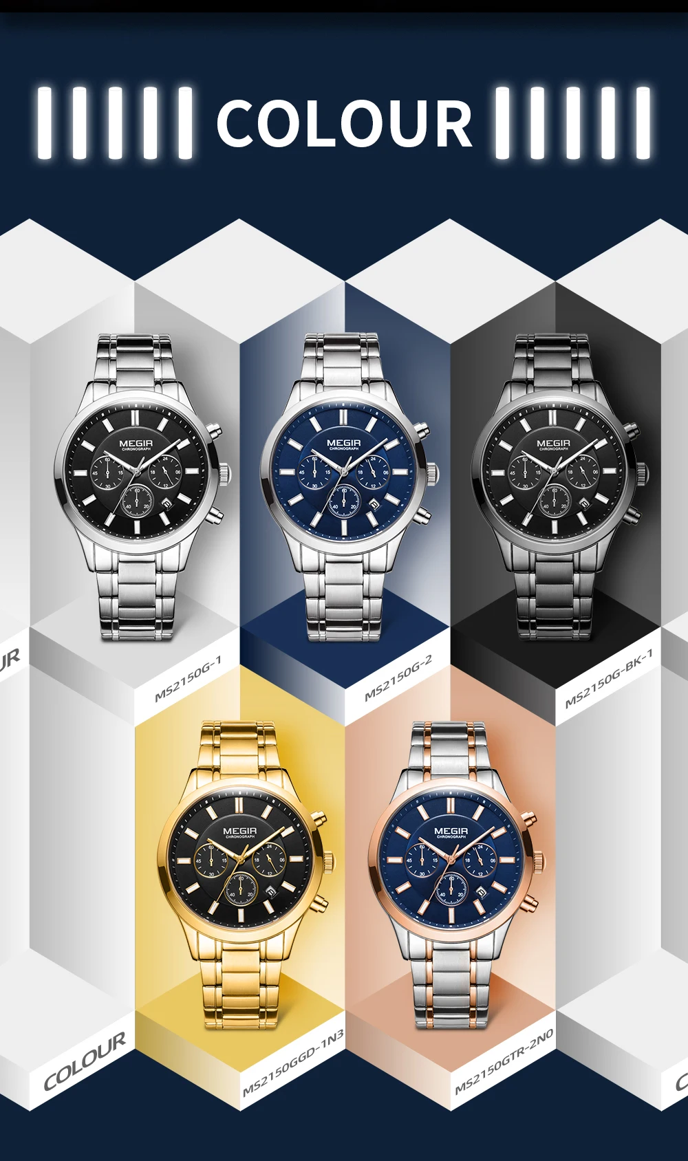 MEGIR Men's Chronograph Watch – Quartz, Stainless Steel, Luxury - Image 22