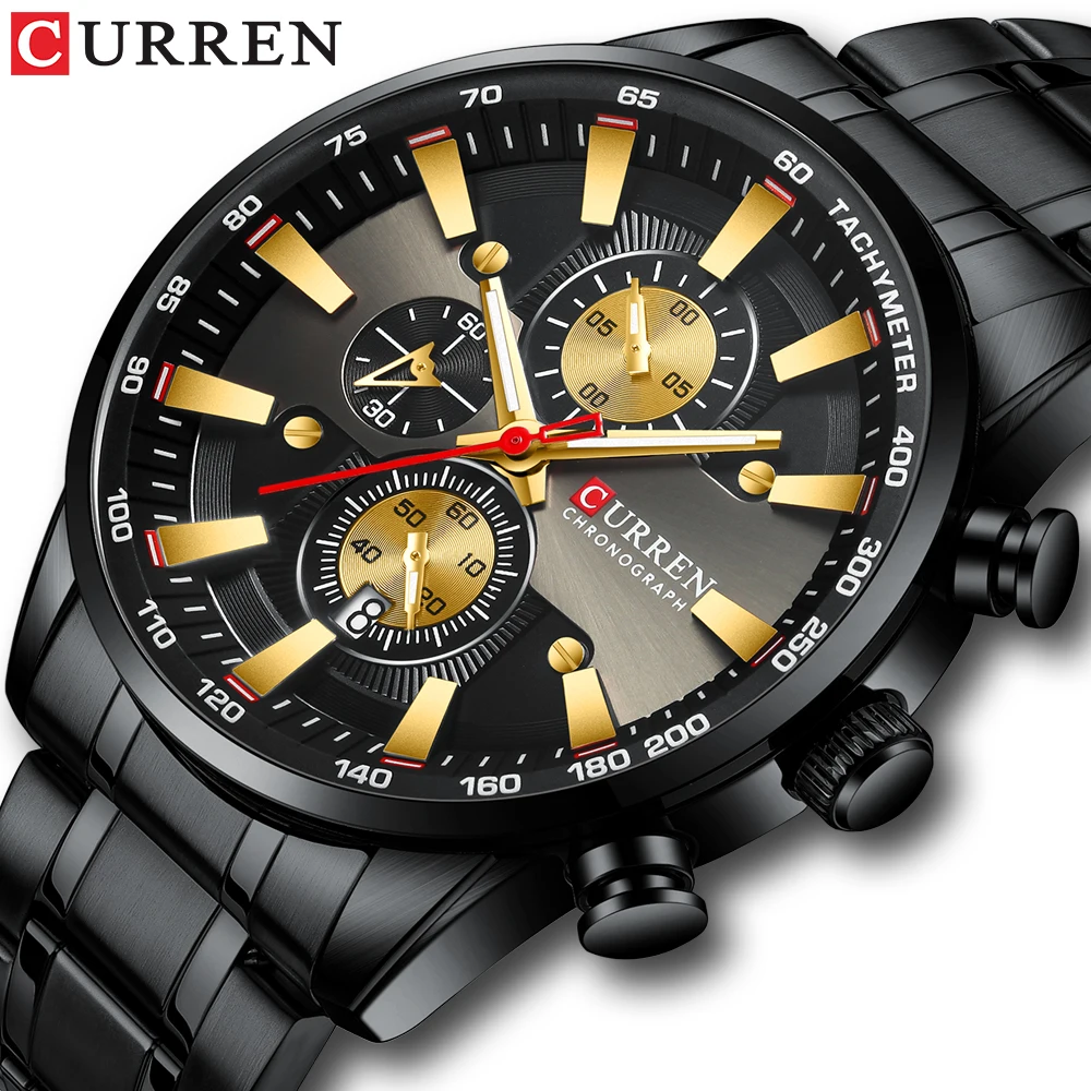 CURREN Men's Luxury Watch – Chronograph, Quartz, Stainless Steel