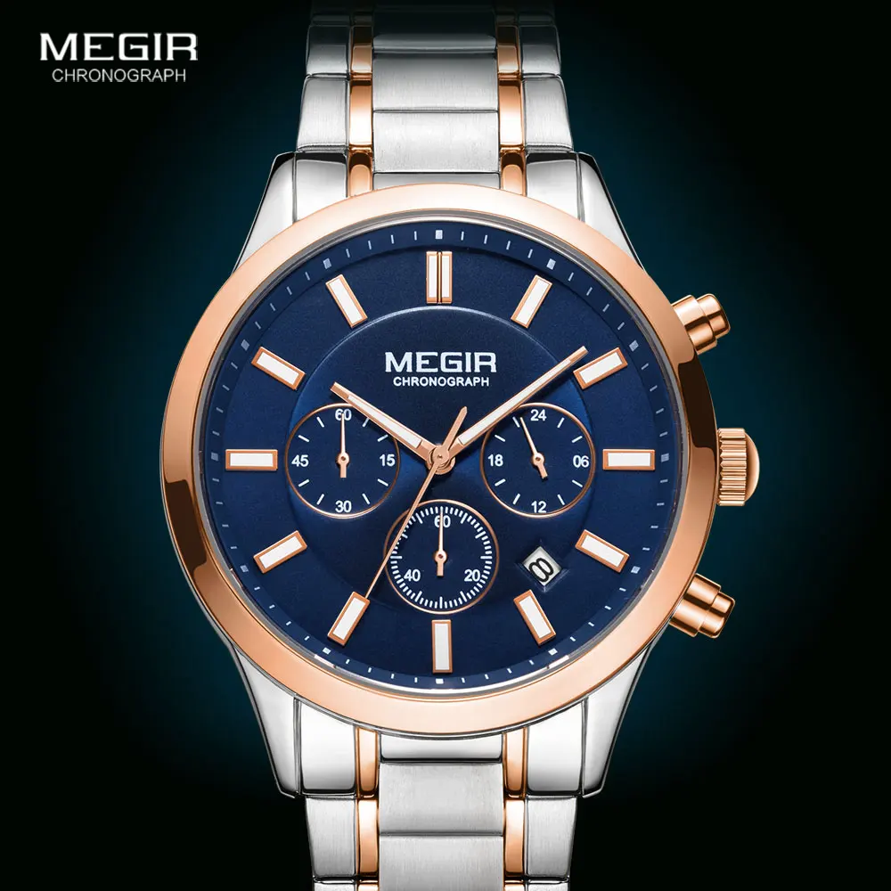 MEGIR Men's Chronograph Watch – Quartz, Stainless Steel, Luxury - Image 2