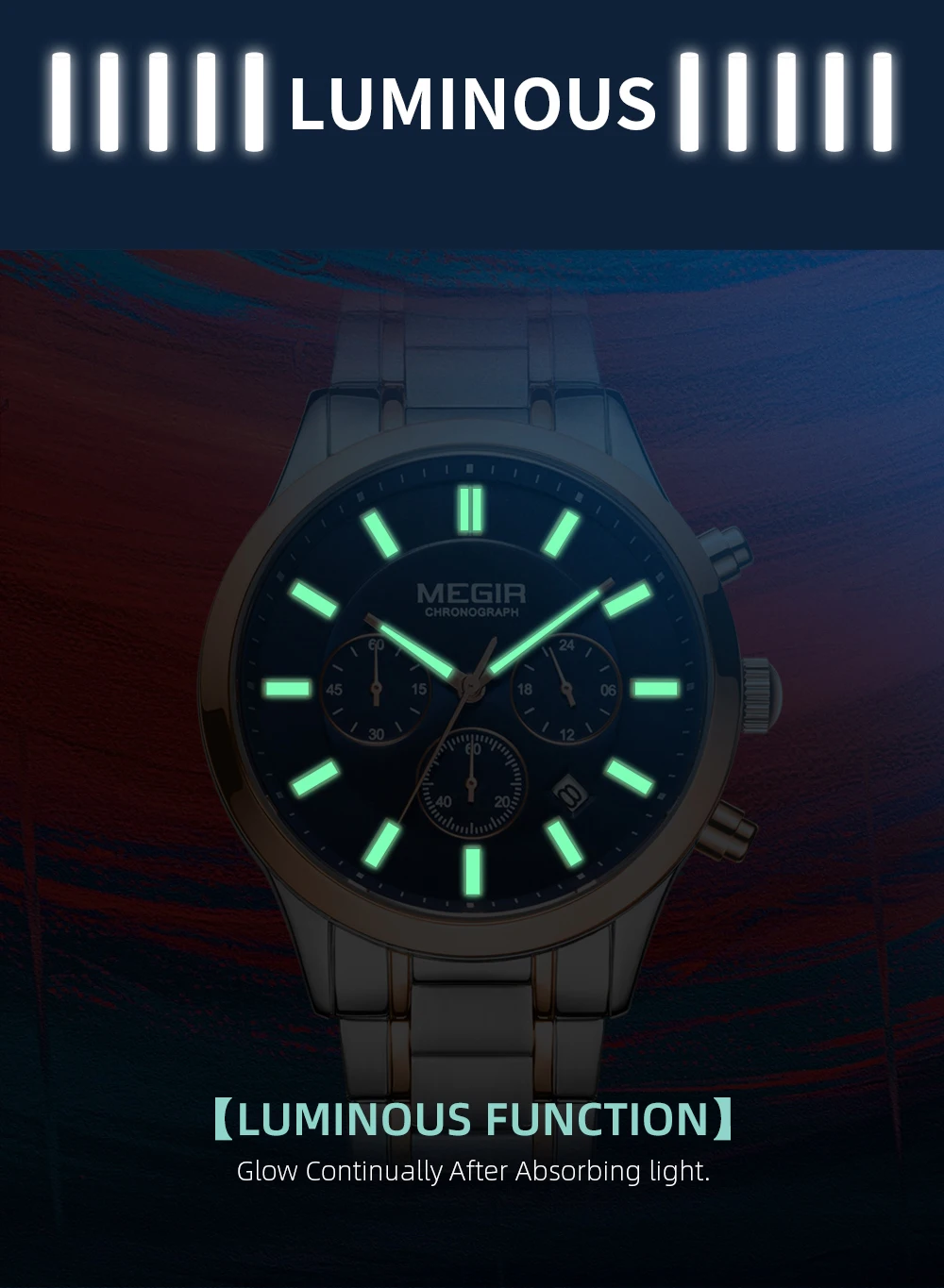 MEGIR Men's Chronograph Watch – Quartz, Stainless Steel, Luxury - Image 26