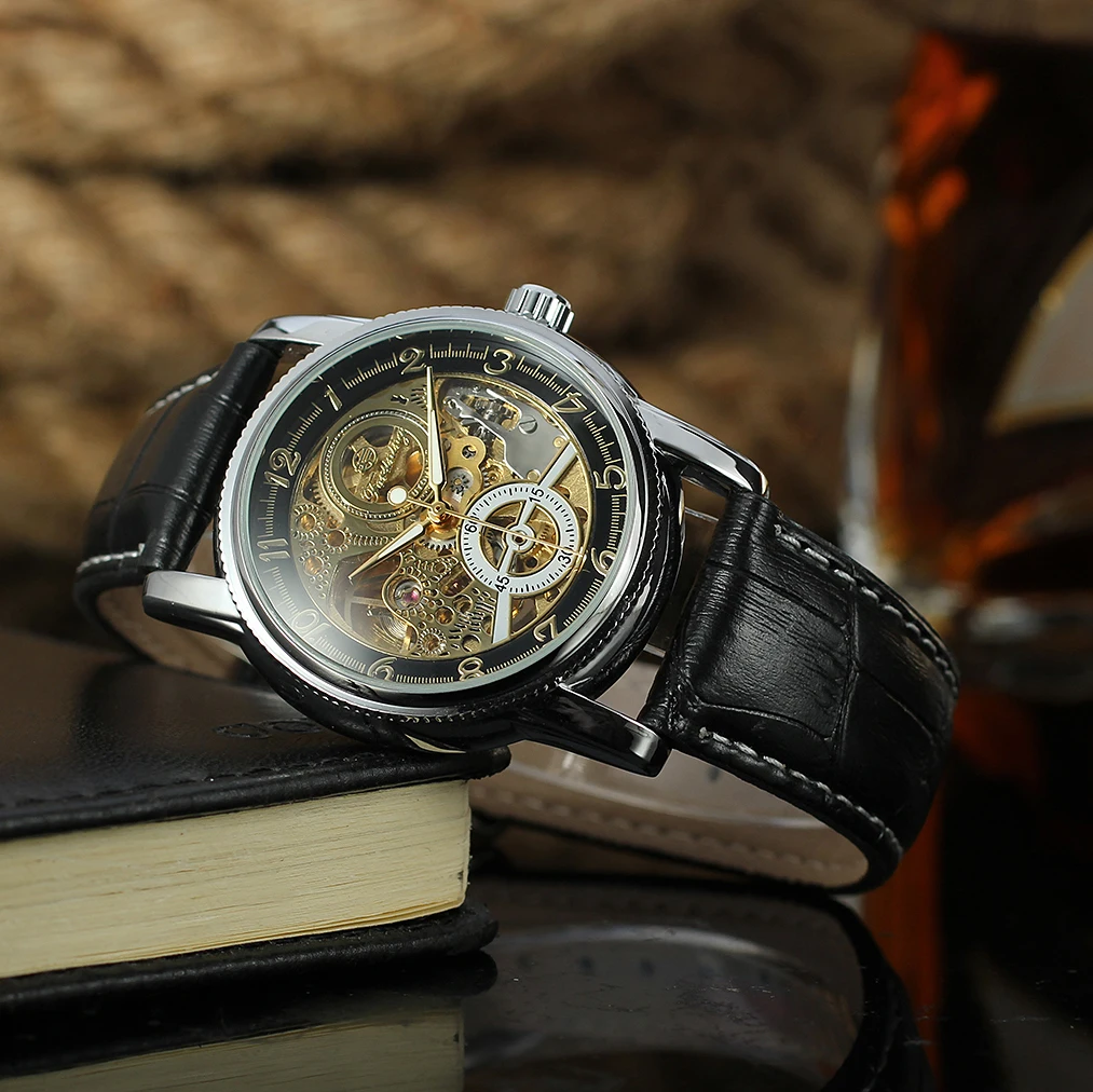 FORSINING 2025 Men's Skeleton Watch – Automatic, Leather, Waterproof