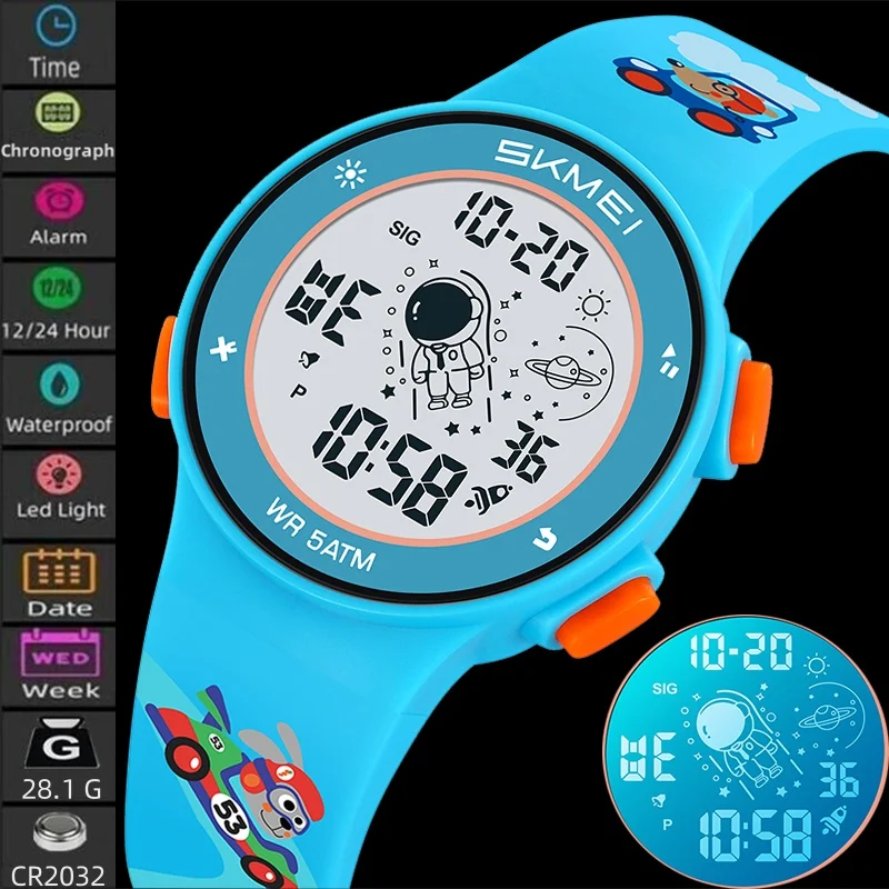 Colorful LED Waterproof Sports Wristwatch Kids Digital Watch