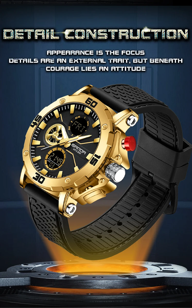 SANDA Men's Dual Display Watch – Chronograph, Alarm, Countdown - Image 16