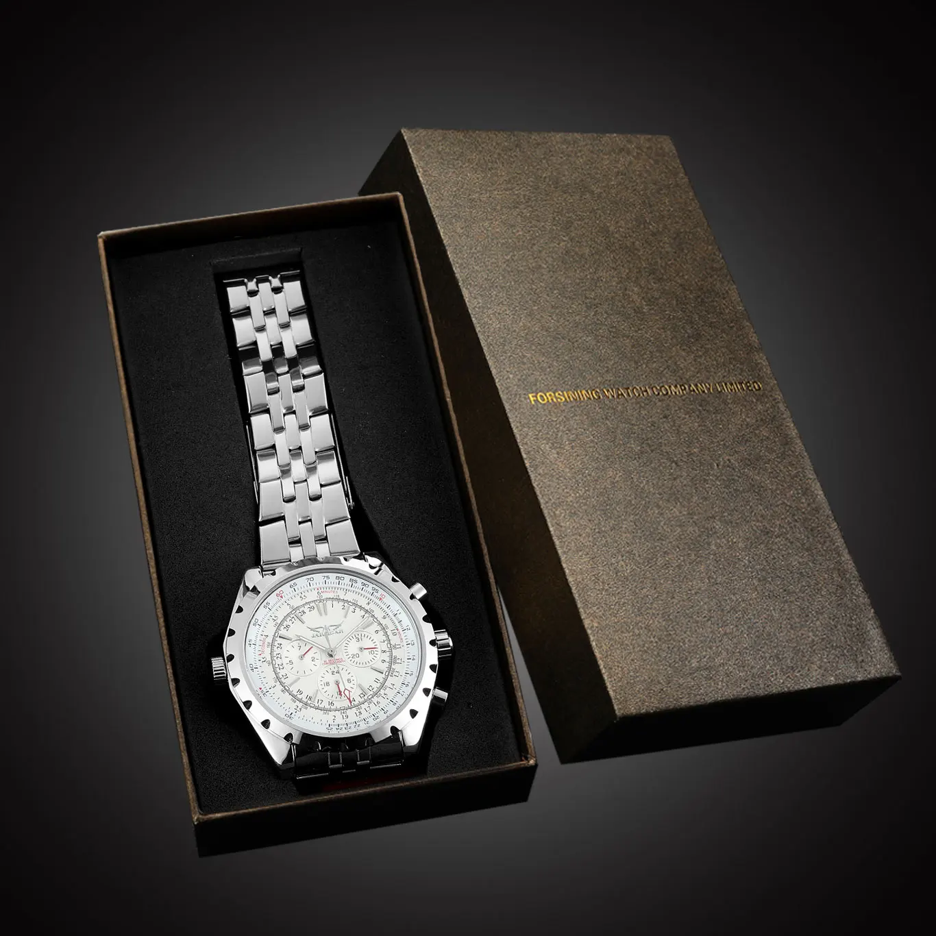 JARAGAR Automatic Watch – Vintage Style, Big Dial, Stainless Steel - Image 3