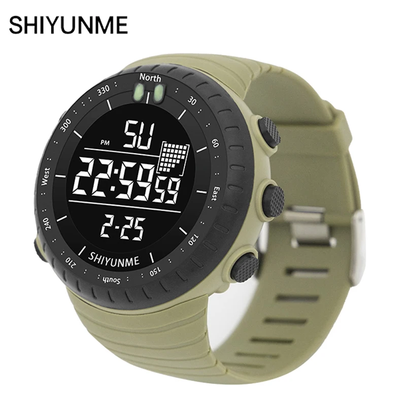 SHIYUNME Men's Digital Sports Watch – 50M Waterproof, Military Style