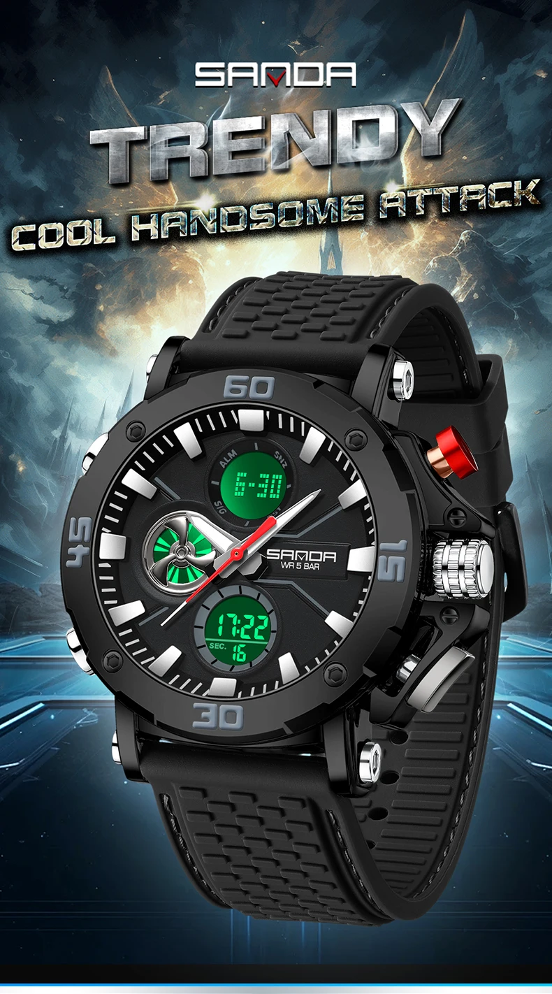 SANDA Men's Dual Display Watch – Chronograph, Alarm, Countdown - Image 13