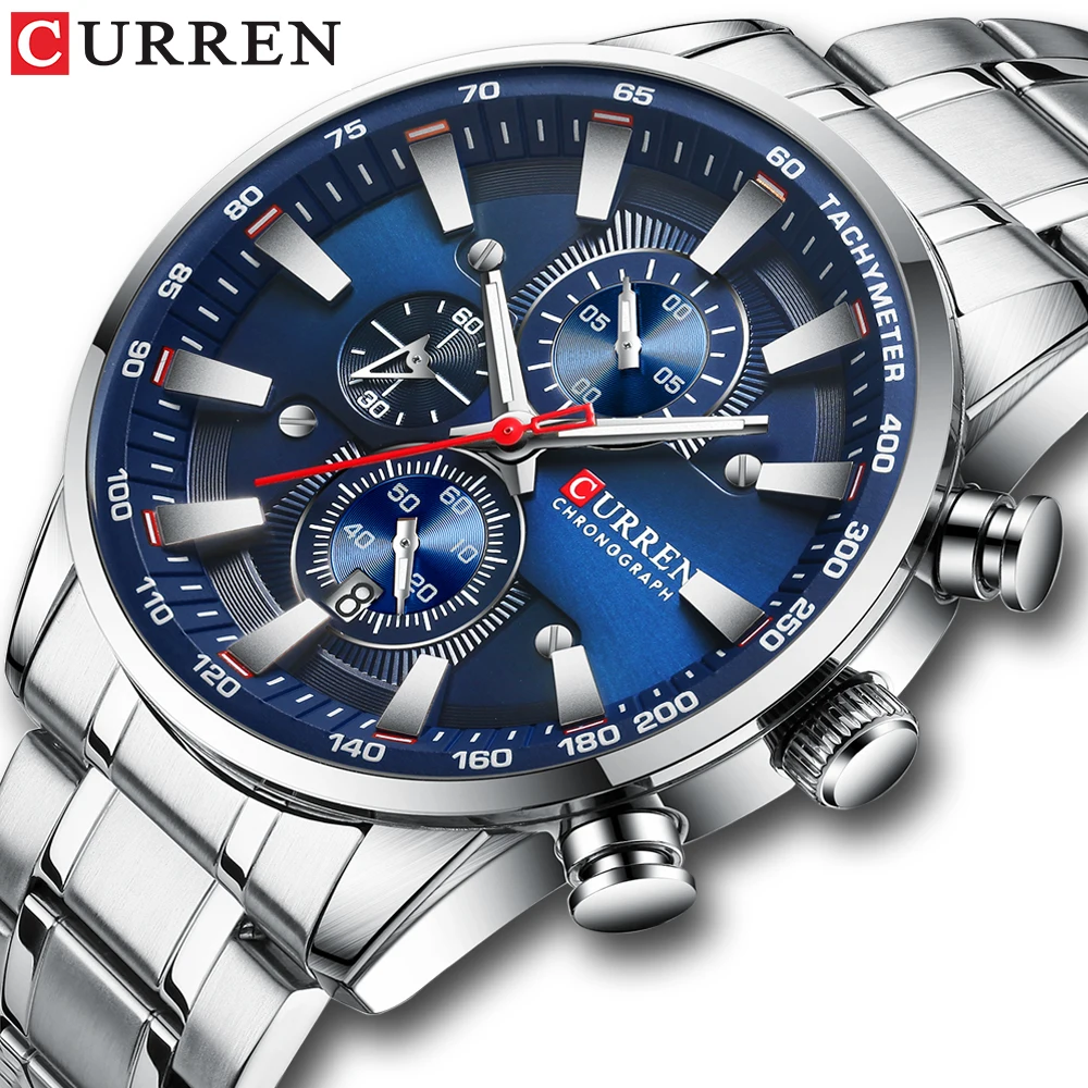 CURREN Men's Chronograph Watch – Quartz, Stainless Steel, Luminous
