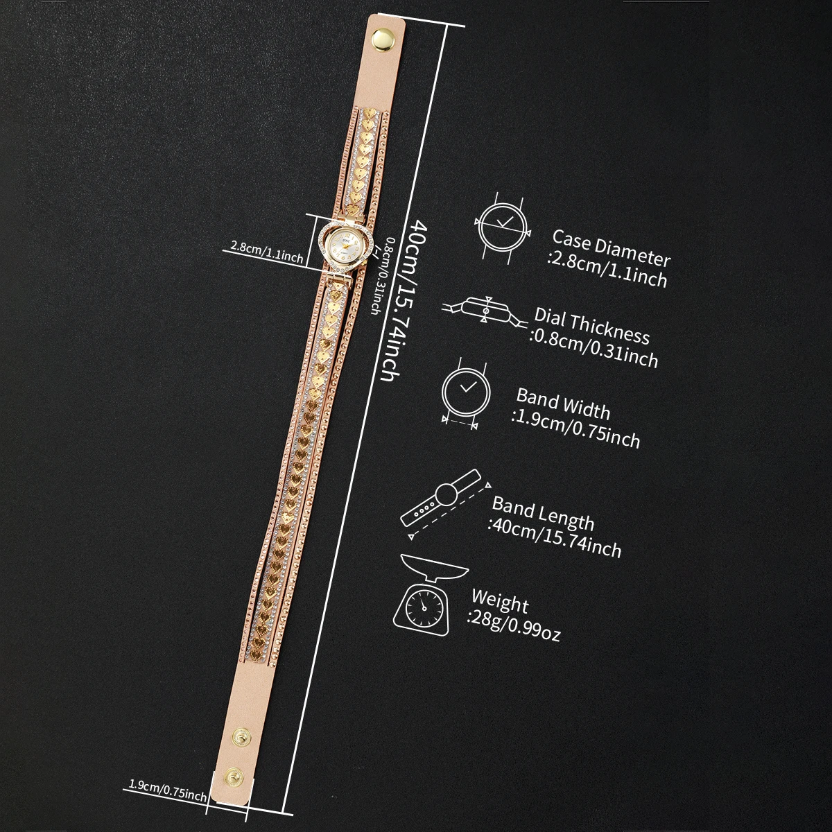 Fashion Rhinestone Heart Dial Women Watches Long Velvet Band Wristwatch - Image 6