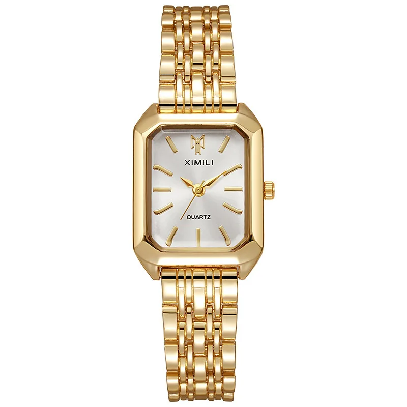 Elegant Gold Square Ladies Quartz Watch Luxury Stainless Steel Design