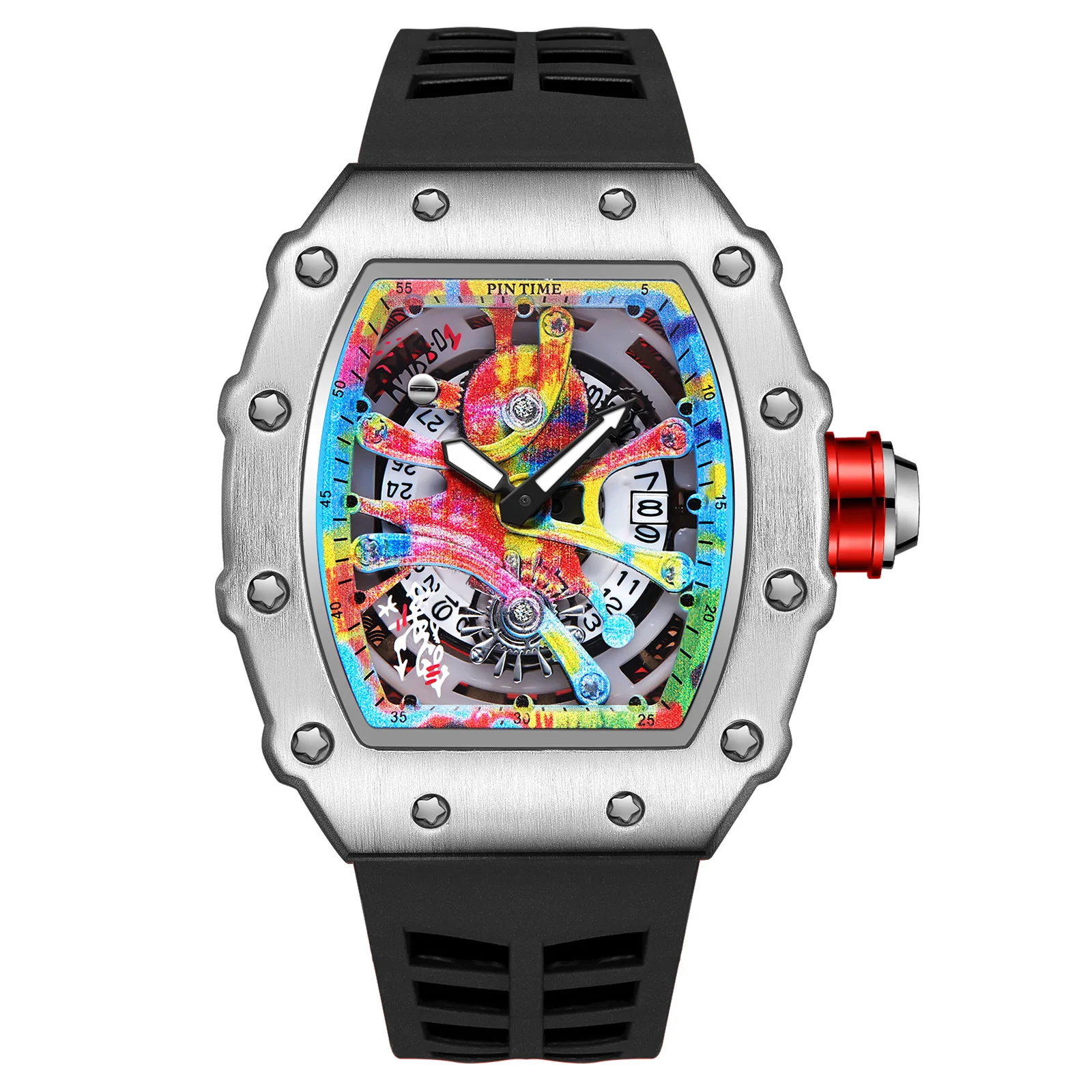Fashion Mechanical Watch – Colorful RM Design, Automatic, Rubber Strap - Image 11