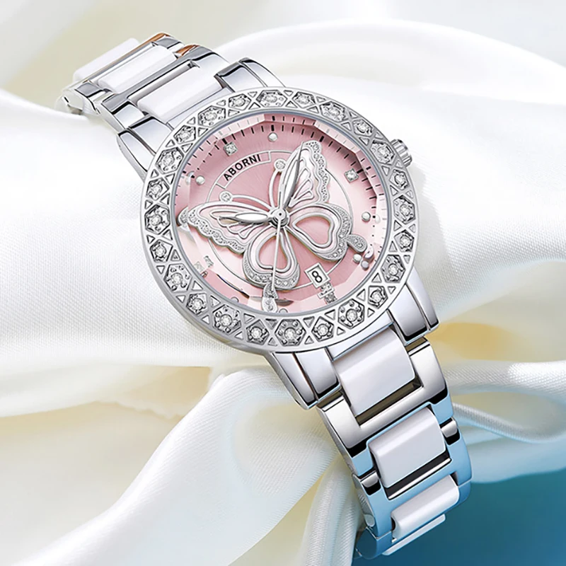 Luxury Silver Women’s Stainless Steel Waterproof Watch