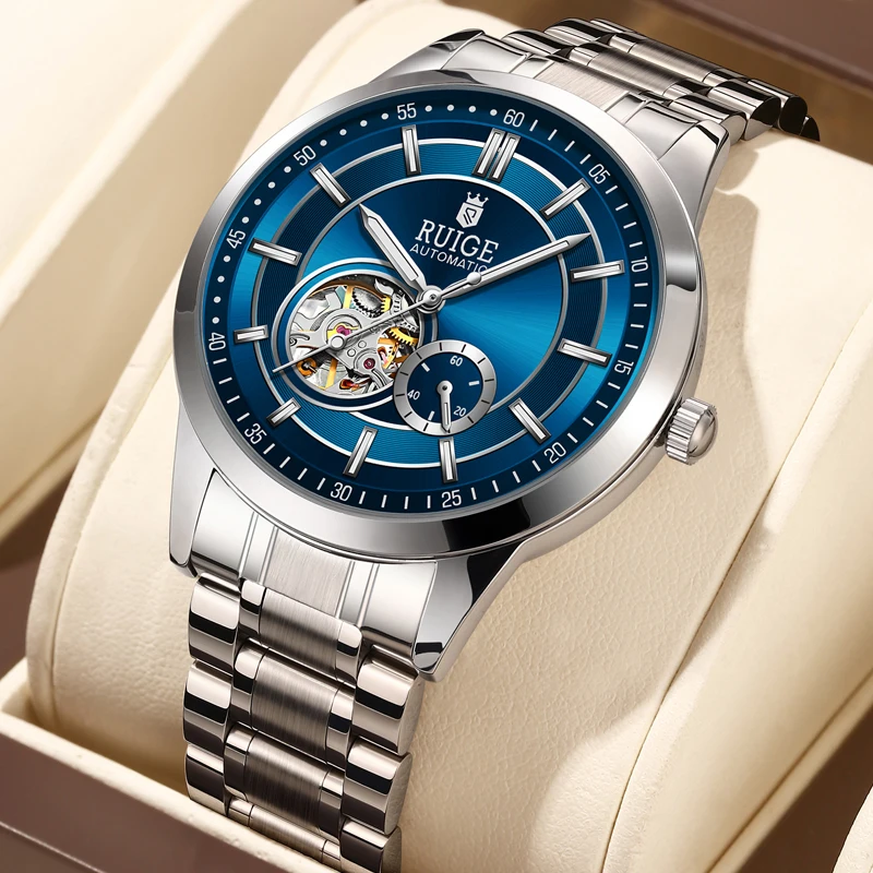 Men’s Automatic Stainless Steel Watch Blue Dial & Calendar