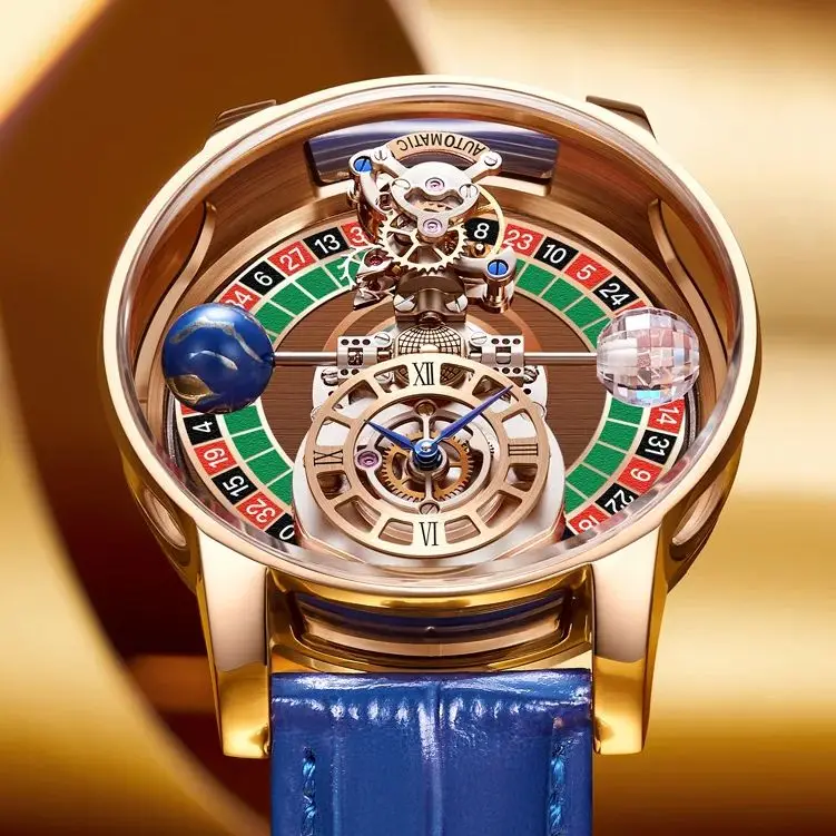 HAEMMER Men's Watch – Transparent Roulette Design, Quartz, Leather