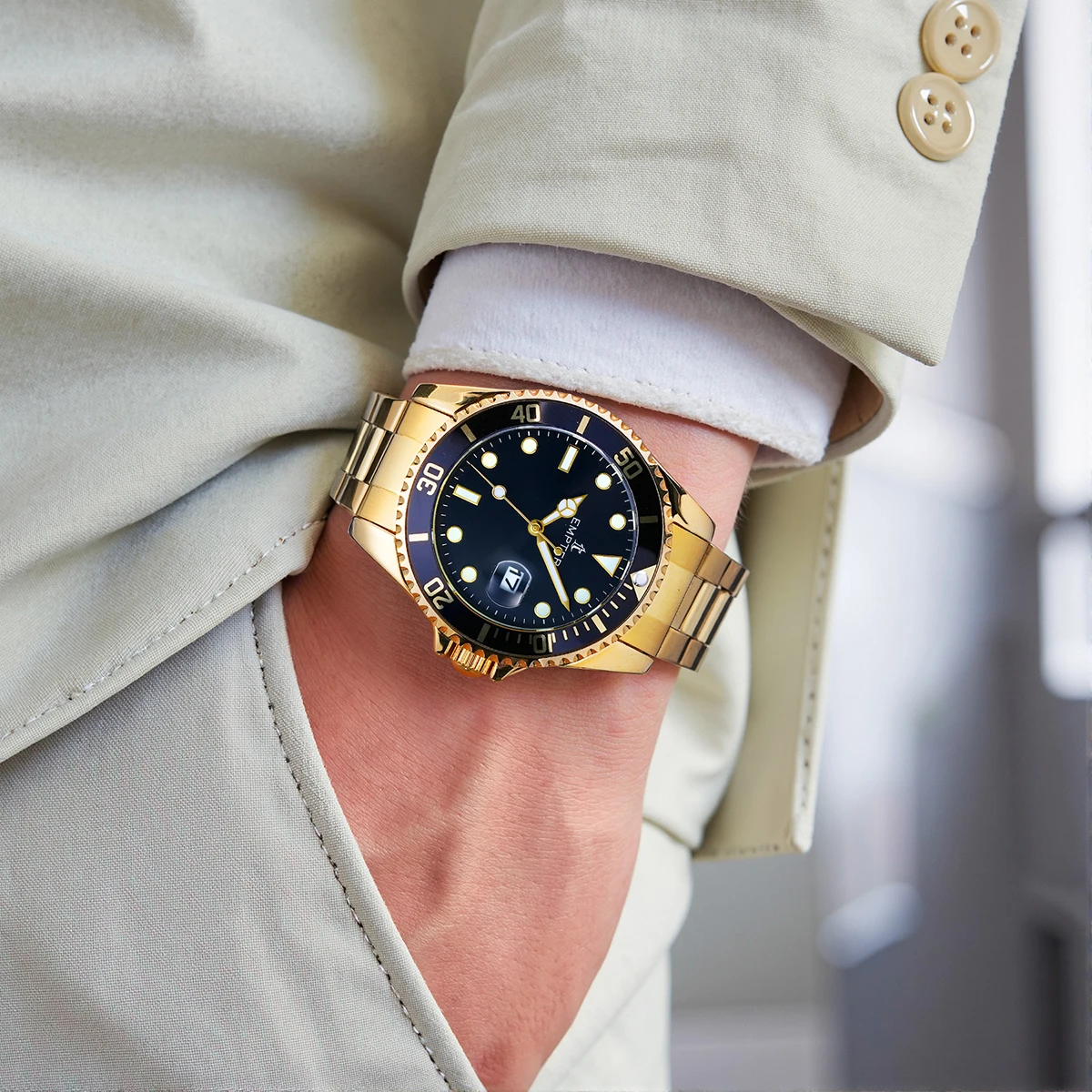 Men's Luxury Watch – Big Face, Date, Waterproof, Two-Tone Steel - Image 5