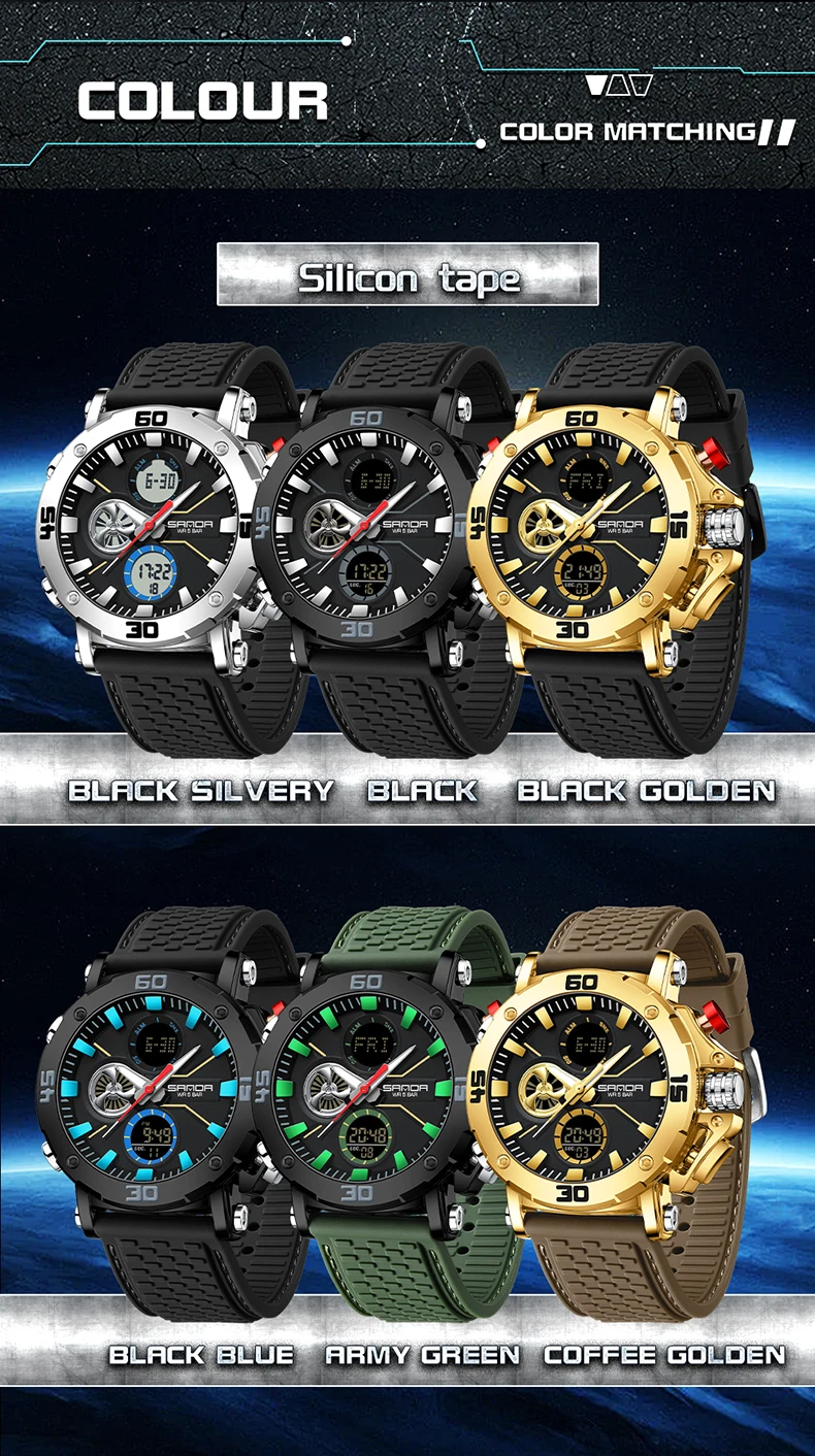 SANDA Men's Dual Display Watch – Chronograph, Alarm, Countdown - Image 25