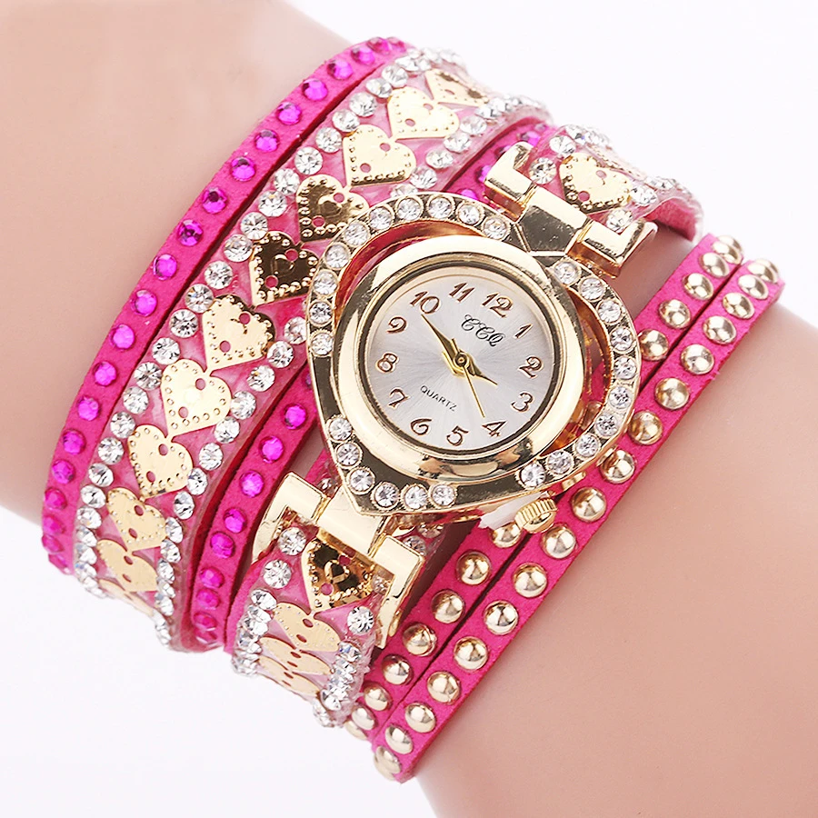 Fashion Rhinestone Heart Dial Women Watches Long Velvet Band Wristwatch - Image 9