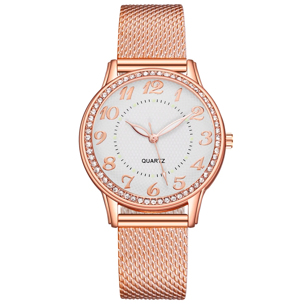 Luxury Rose Gold Mesh Women's Watch with Crystal Detailing - Image 10
