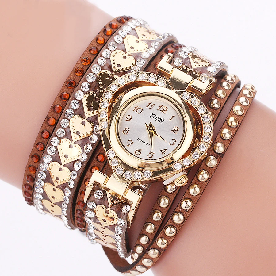 Fashion Rhinestone Heart Dial Women Watches Long Velvet Band Wristwatch - Image 7