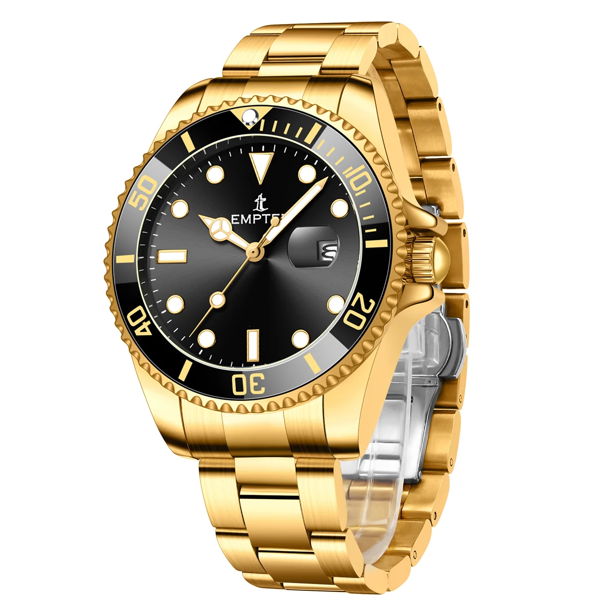 Men's Luxury Watch – Big Face, Date, Waterproof, Two-Tone Steel