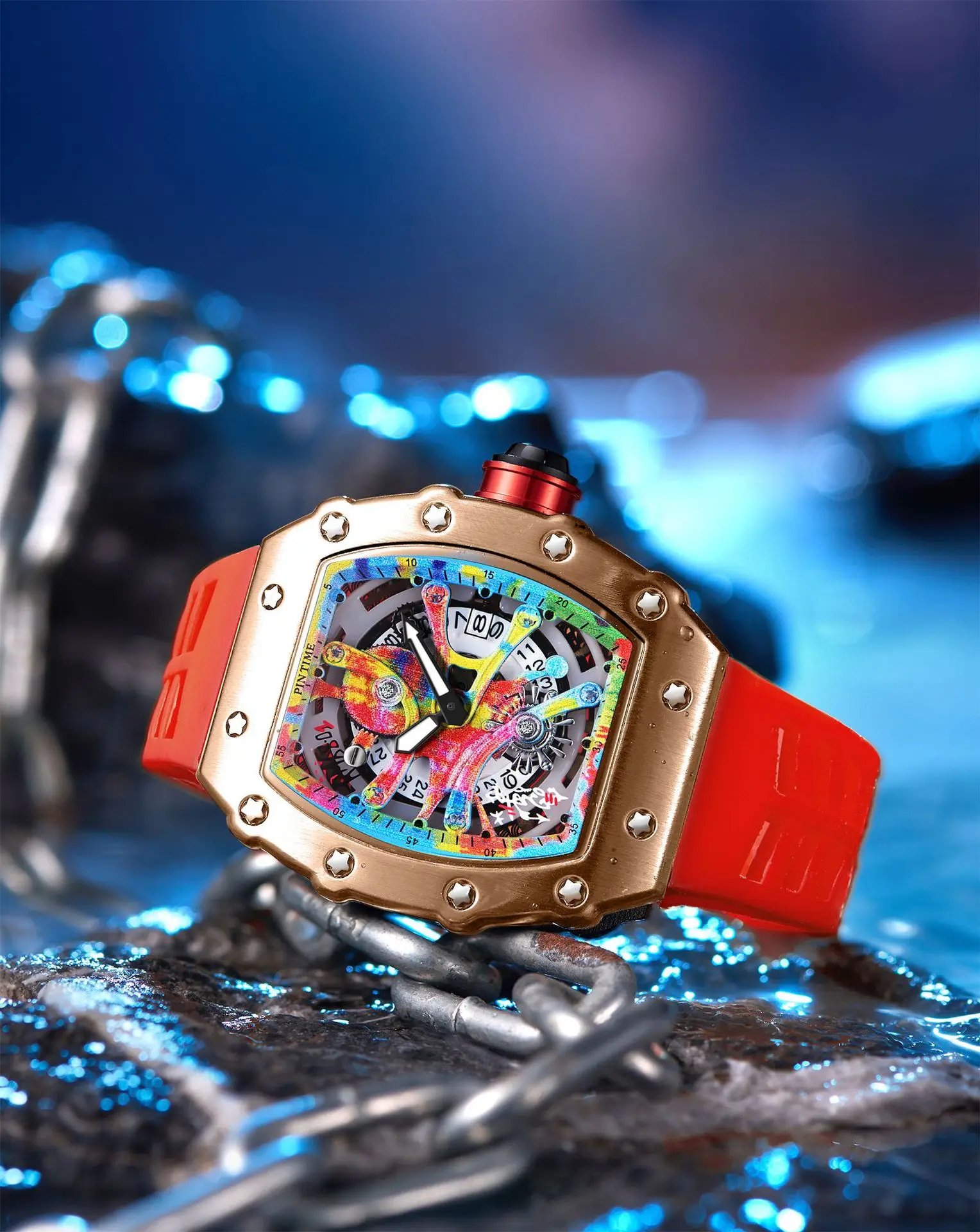 Fashion Mechanical Watch – Colorful RM Design, Automatic, Rubber Strap - Image 19