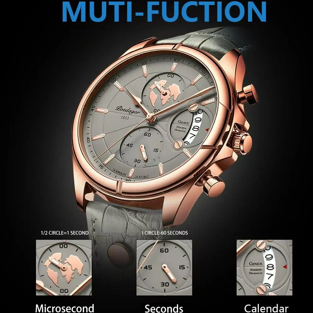 JARAGAR Automatic Watch – Vintage Style, Big Dial, Stainless Steel - Image 5