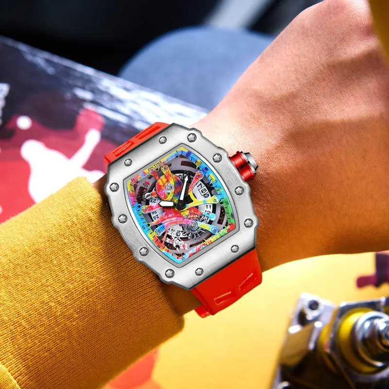 Fashion Mechanical Watch – Colorful RM Design, Automatic, Rubber Strap - Image 5