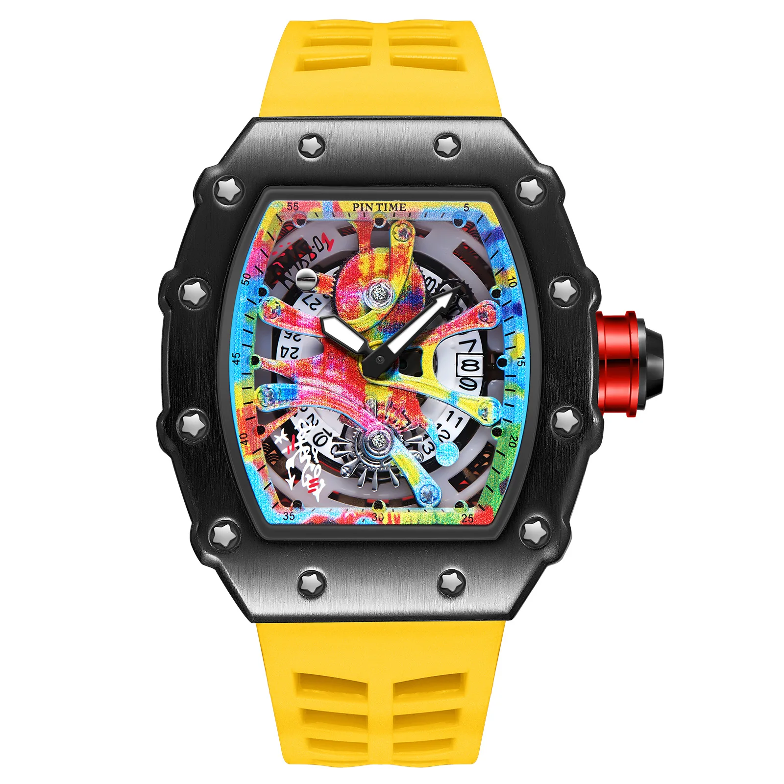 Fashion Mechanical Watch – Colorful RM Design, Automatic, Rubber Strap - Image 8