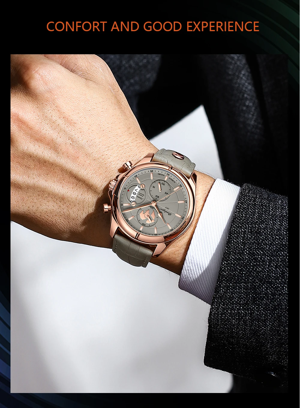 JARAGAR Automatic Watch – Vintage Style, Big Dial, Stainless Steel - Image 26