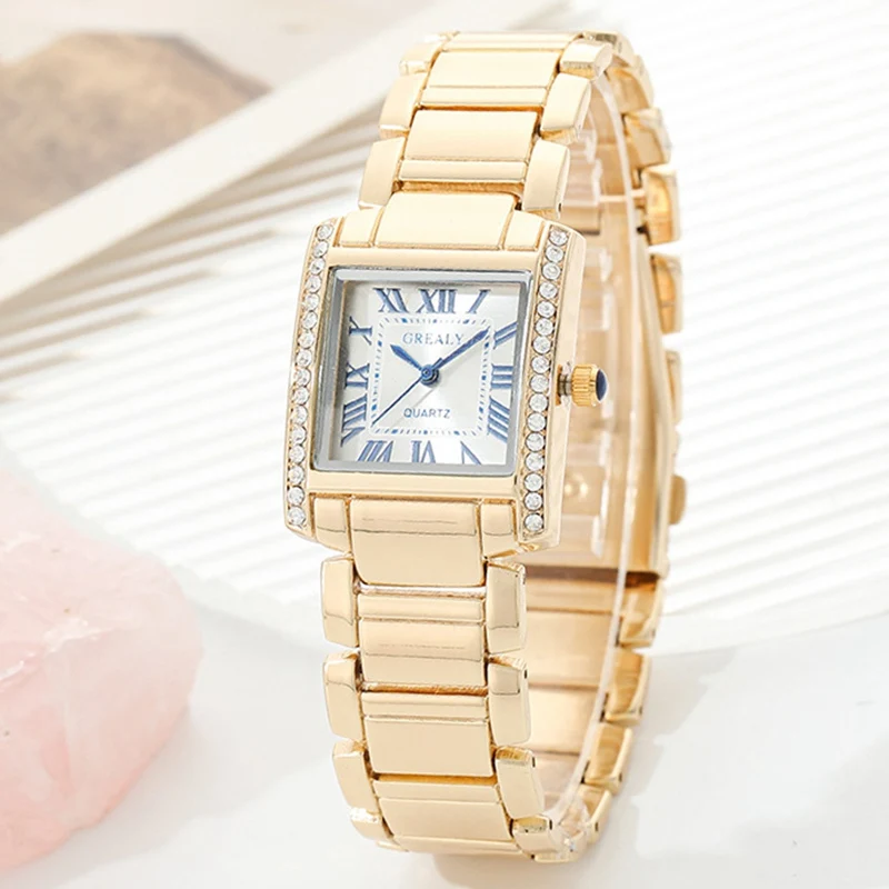 Luxury Roman Scale Women's Rhinestone Watch
