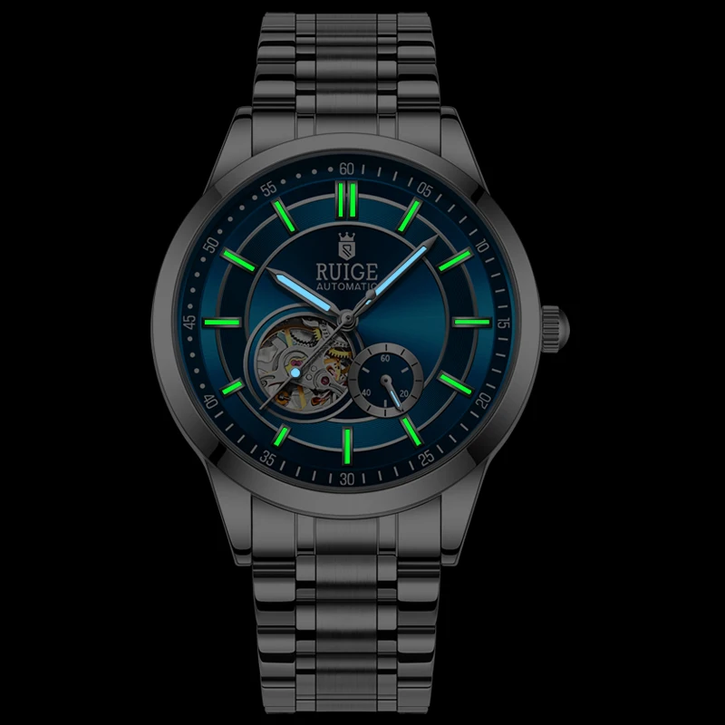 Men’s Automatic Stainless Steel Watch Blue Dial & Calendar - Image 3