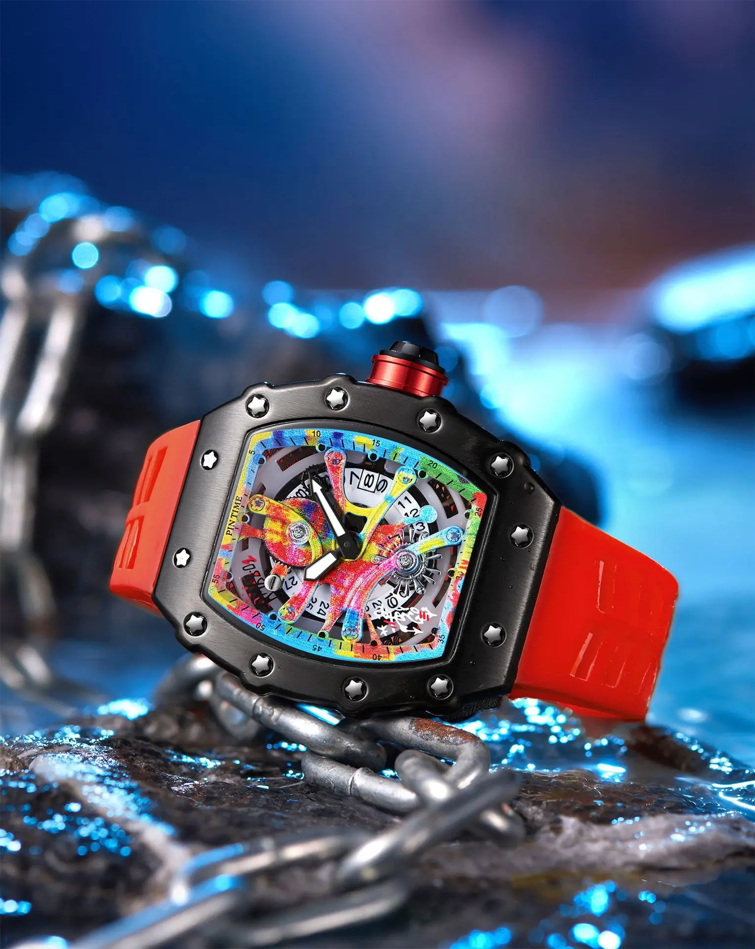 Fashion Mechanical Watch – Colorful RM Design, Automatic, Rubber Strap - Image 18