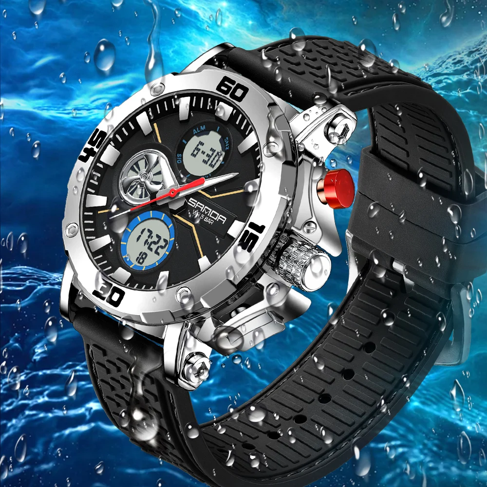 SANDA Men's Dual Display Watch – Chronograph, Alarm, Countdown - Image 5