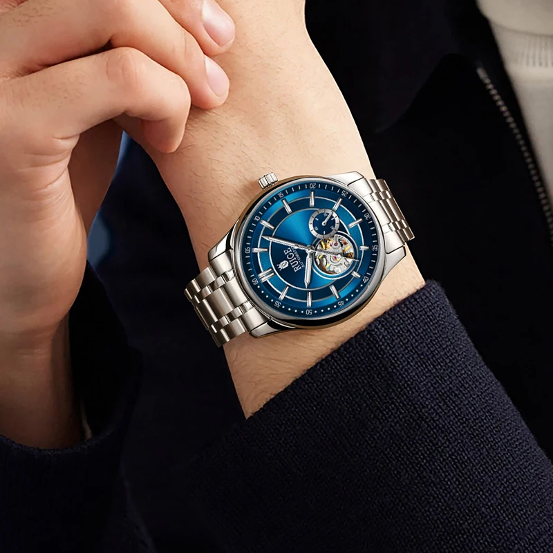 Men’s Automatic Stainless Steel Watch Blue Dial & Calendar - Image 6