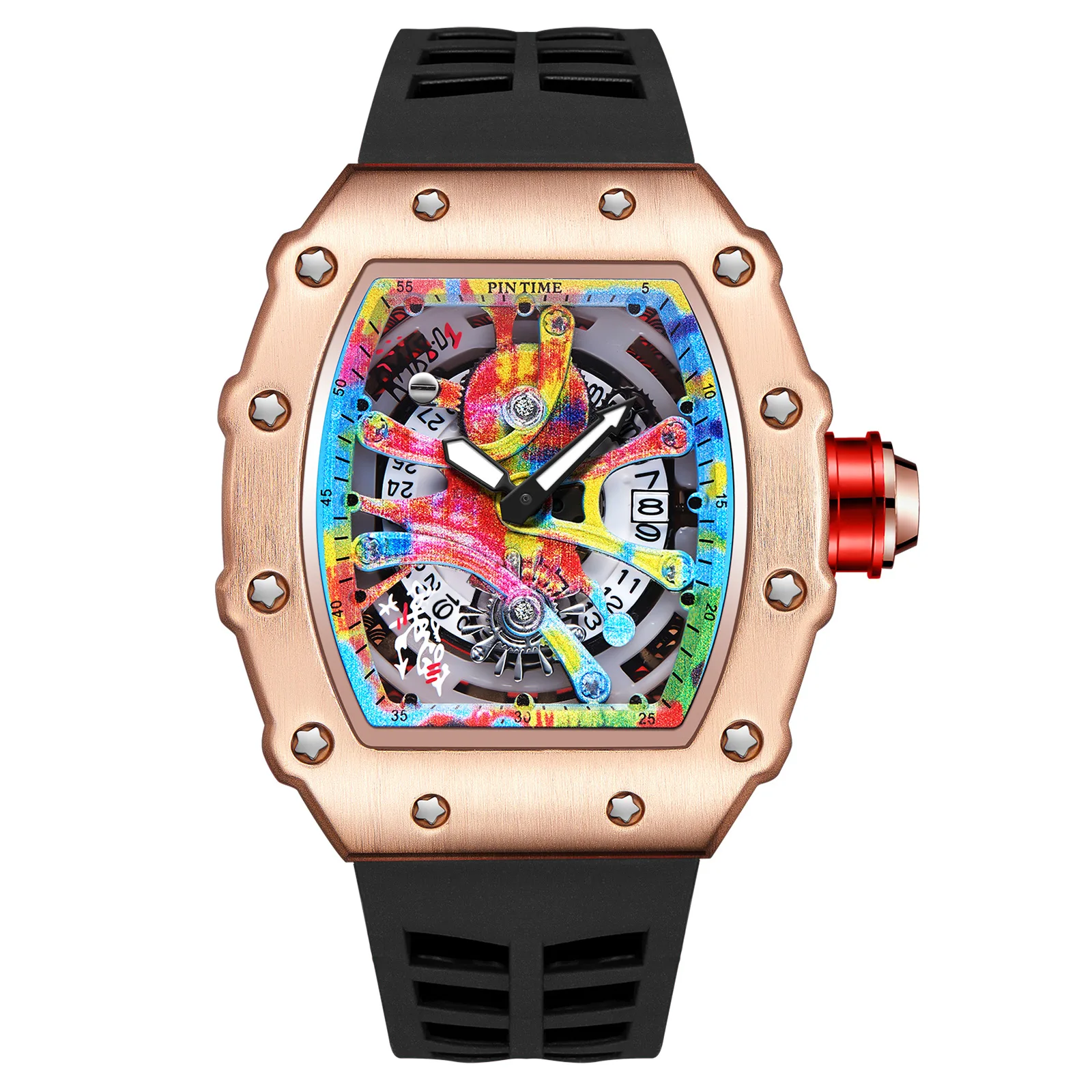 Fashion Mechanical Watch – Colorful RM Design, Automatic, Rubber Strap - Image 14