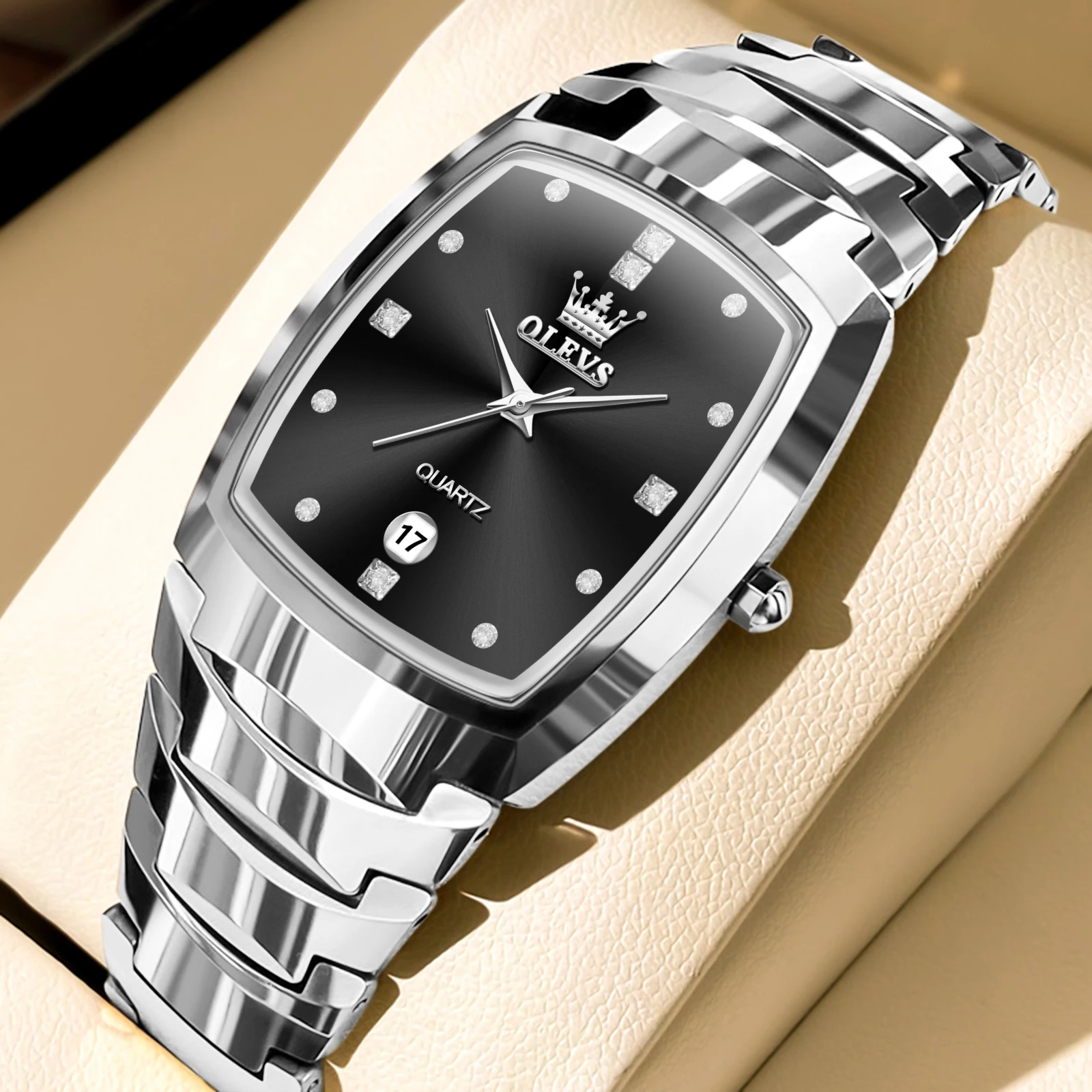 Men's Luxury Watch – Stainless Steel, Waterproof, Diamond Calendar