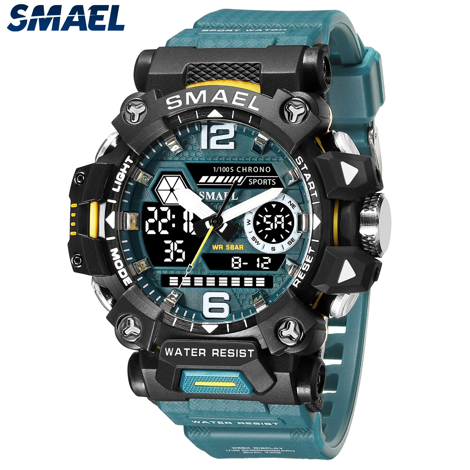SMAEL 8072 Men's Sports Watch – 50M Waterproof, Dual Display
