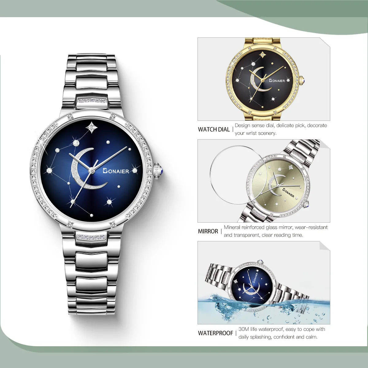 Luxury Women's Waterproof Quartz Bracelet Watch - Image 3
