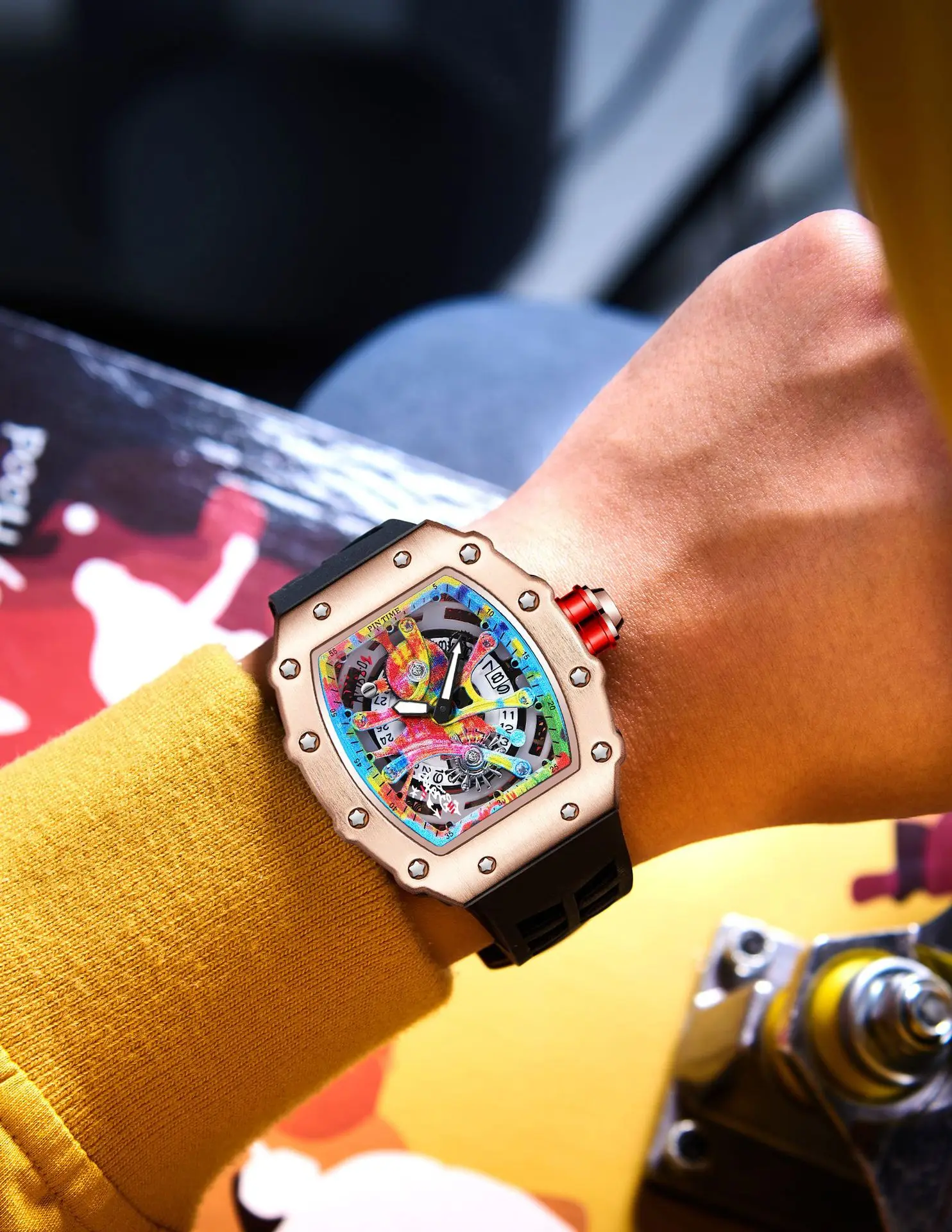 Fashion Mechanical Watch – Colorful RM Design, Automatic, Rubber Strap - Image 22