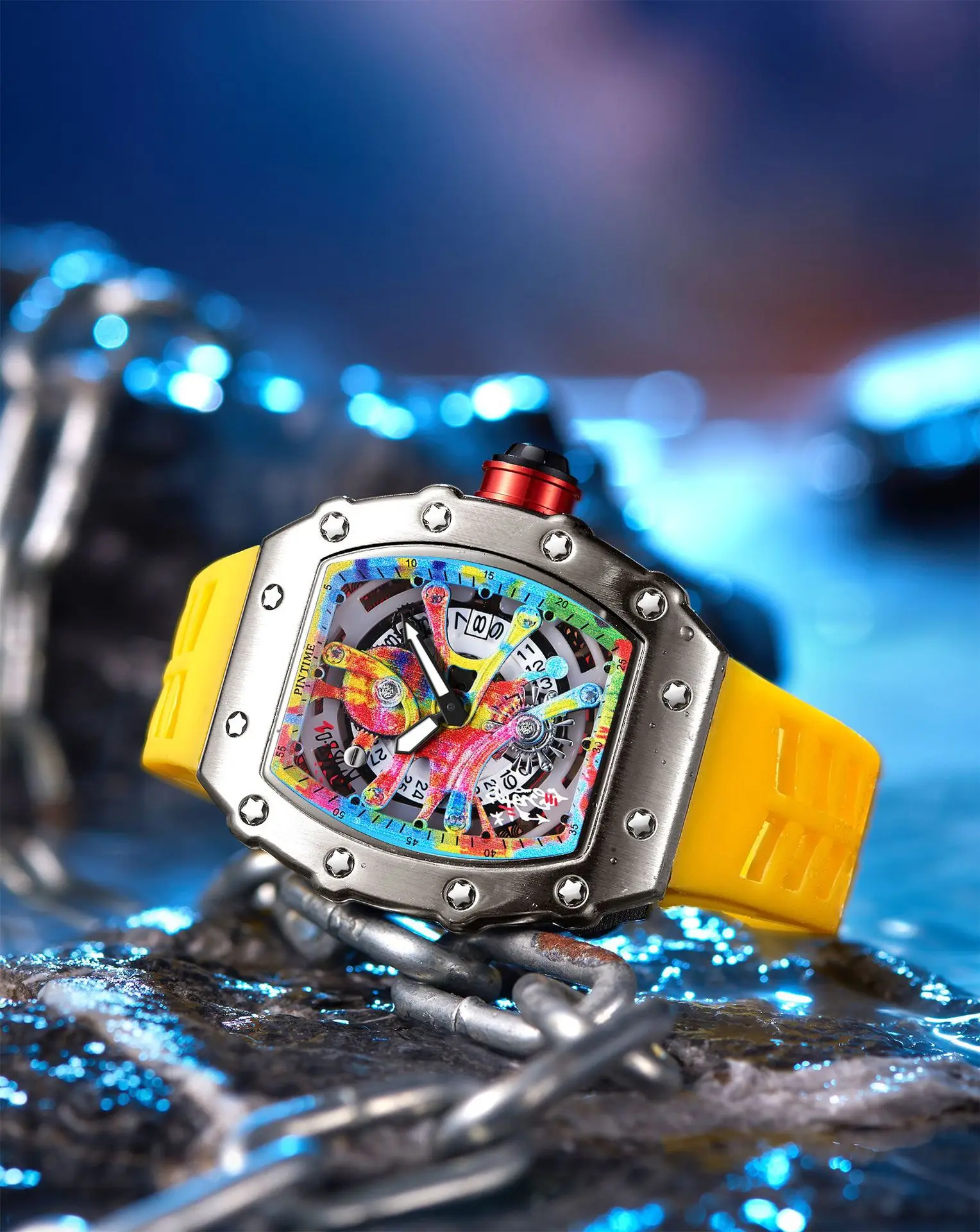 Fashion Mechanical Watch – Colorful RM Design, Automatic, Rubber Strap - Image 17