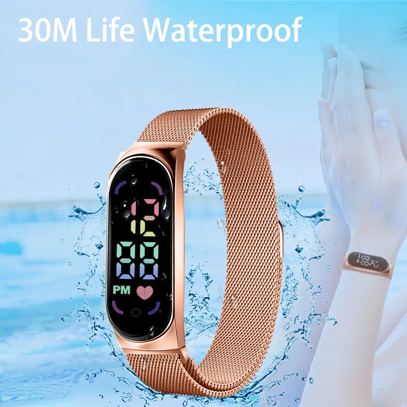 Women Magnetic Strap, Waterproof, Touch Control LED Digital Watch - Image 3