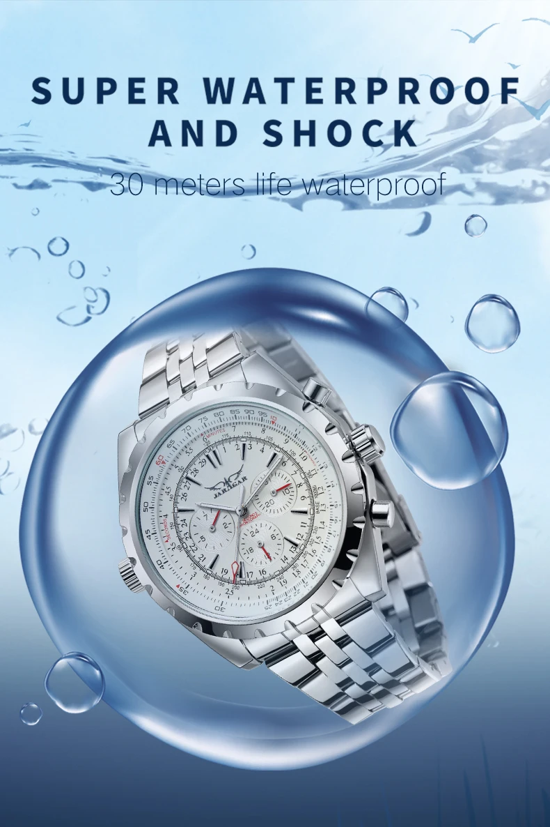 JARAGAR Automatic Watch – Vintage Style, Big Dial, Stainless Steel - Image 15