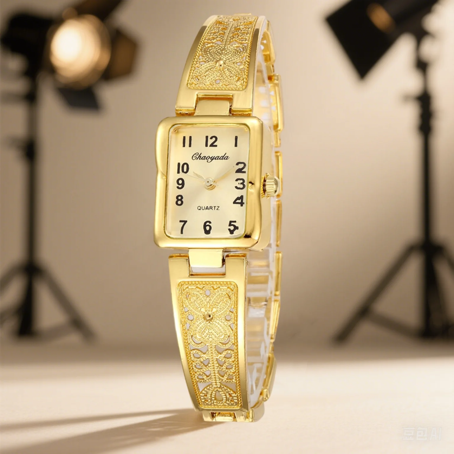Luxury Gold & Silver Elegant Square Quartz Watch