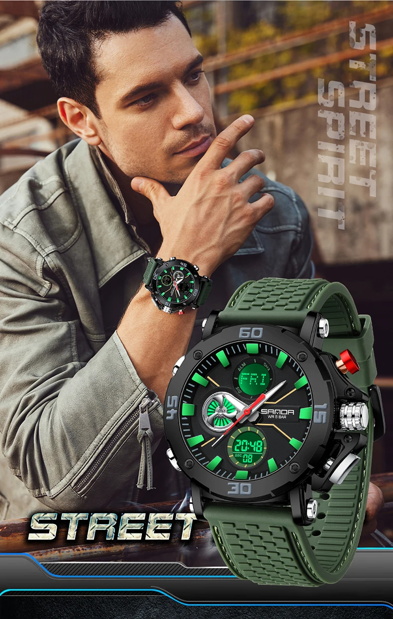 SANDA Men's Dual Display Watch – Chronograph, Alarm, Countdown - Image 14