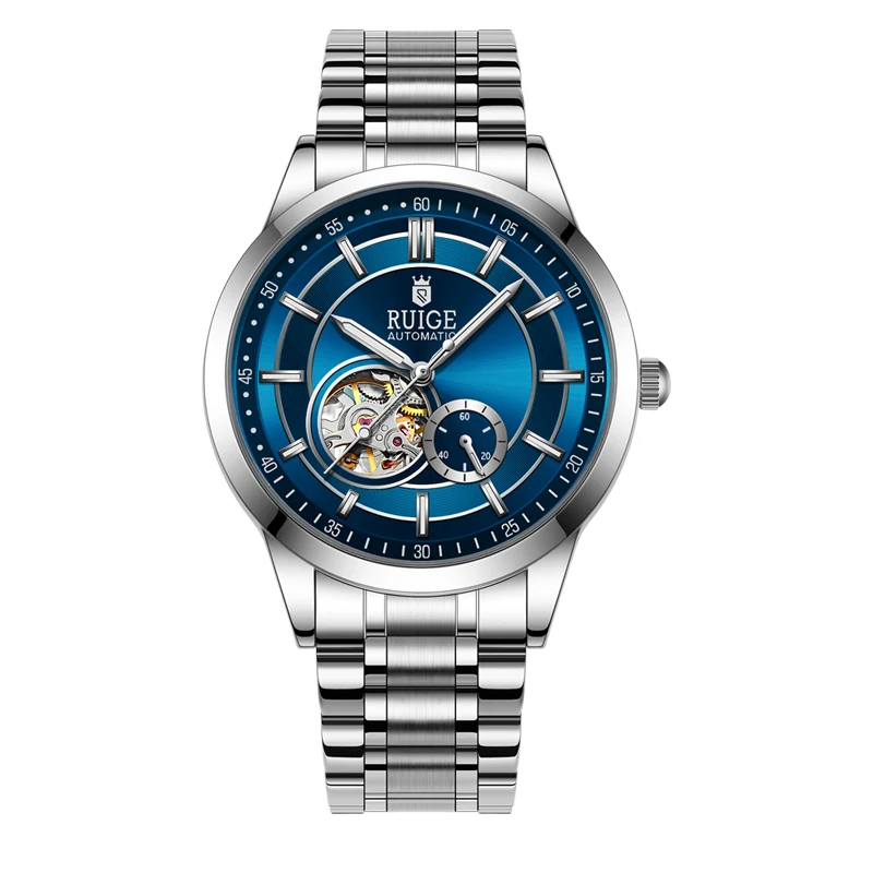 Men’s Automatic Stainless Steel Watch Blue Dial & Calendar - Image 4