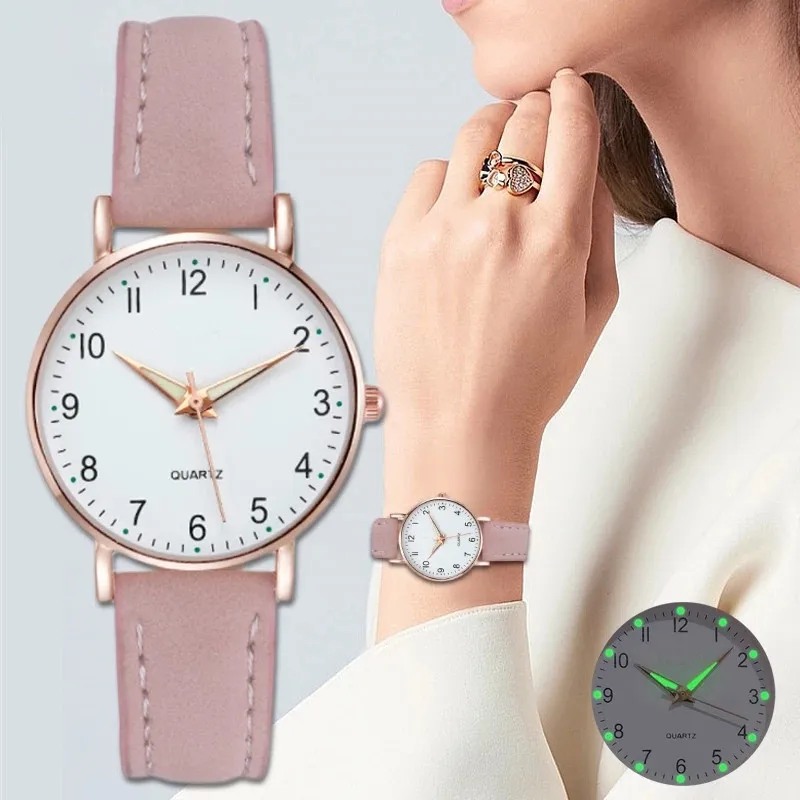 Elegant Women's Leather Quartz Watch with Backlight